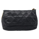 CHANEL Matelasse Chain Shoulder Bag Lamb Skin Black Gold CC Auth bs36849A-13