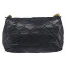 CHANEL Matelasse Chain Shoulder Bag Lamb Skin Black Gold CC Auth bs36849A-2