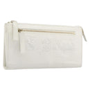 BVLGARI Clutch Bag Leather White Gold Auth bs36852-1