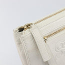 BVLGARI Clutch Bag Leather White Gold Auth bs36852-8