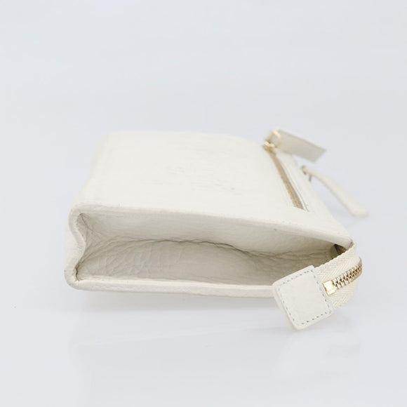 BVLGARI Clutch Bag Leather White Gold Auth bs36852