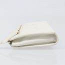 BVLGARI Clutch Bag Leather White Gold Auth bs36852-4