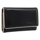 PRADA Key Case Leather Black Silver Auth bs36853-1