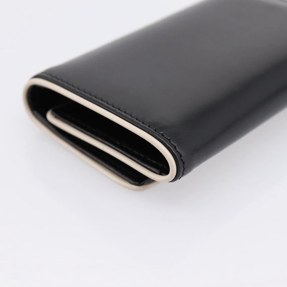PRADA Key Case Leather Black Silver Auth bs36853