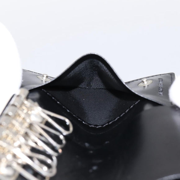 PRADA Key Case Leather Black Silver Auth bs36853