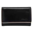 PRADA Key Case Leather Black Silver Auth bs36853-13