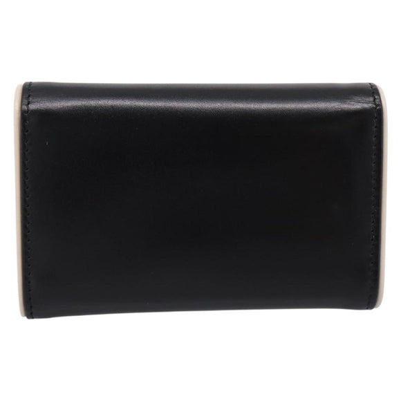 PRADA Key Case Leather Black Silver Auth bs36853