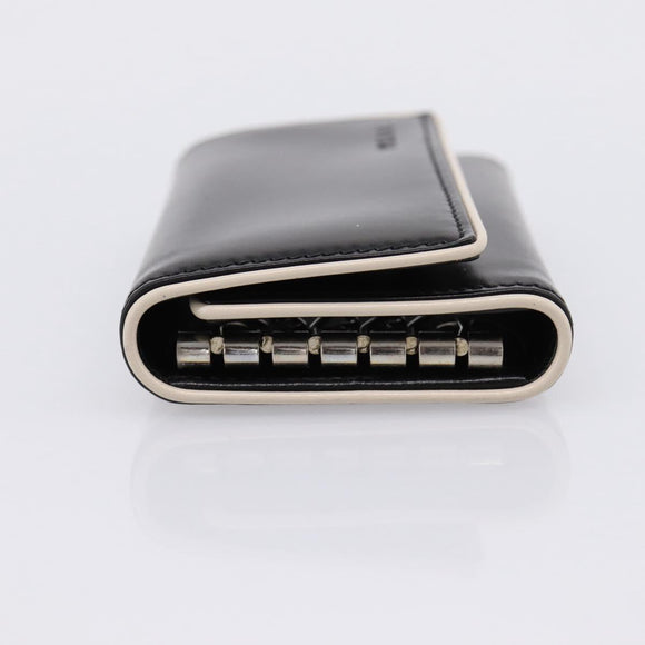 PRADA Key Case Leather Black Silver Auth bs36853