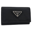 PRADA Key Case Nylon Black Silver Black Auth bs36854-1