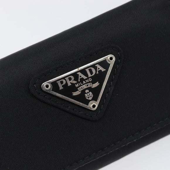 PRADA Key Case Nylon Black Silver Black Auth bs36854