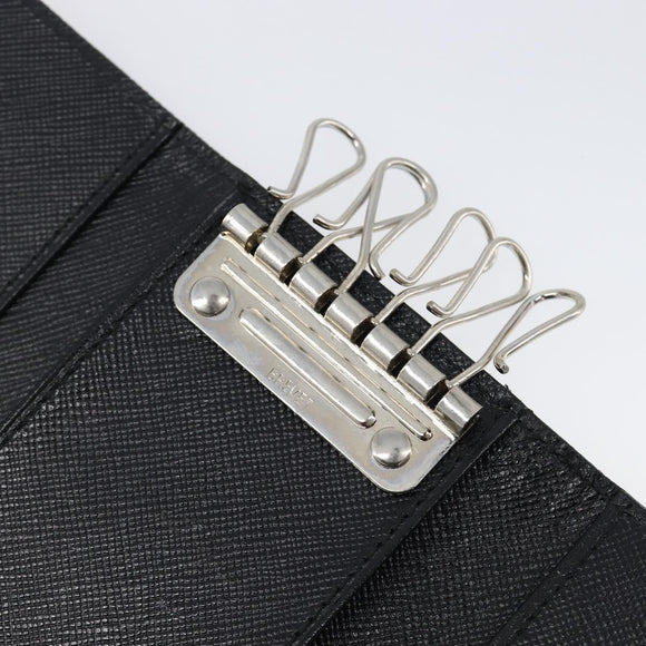 PRADA Key Case Nylon Black Silver Black Auth bs36854