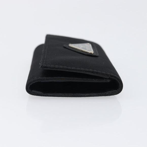 PRADA Key Case Nylon Black Silver Black Auth bs36854