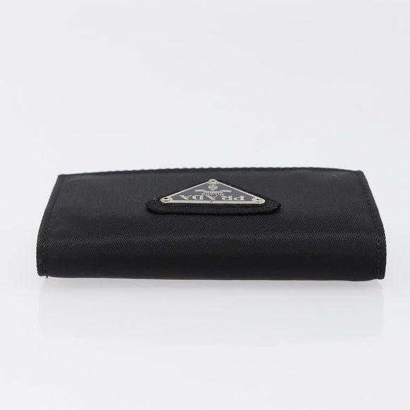 PRADA Key Case Nylon Black Silver Black Auth bs36854
