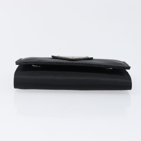 PRADA Key Case Nylon Black Silver Black Auth bs36854