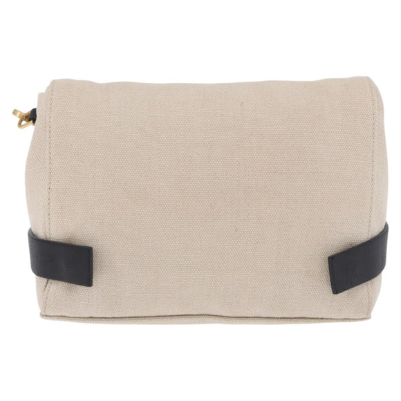 BOTTEGA VENETA Shoulder Bag Canvas Beige Gold Auth bs36856