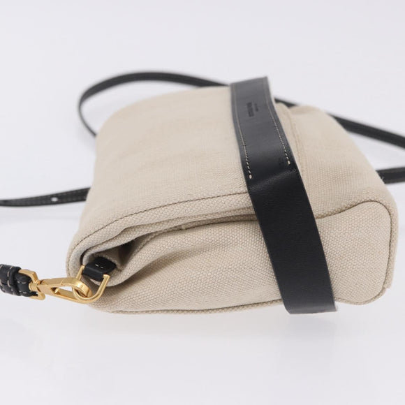 BOTTEGA VENETA Shoulder Bag Canvas Beige Gold Auth bs36856