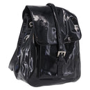 PRADA Backpack Patent Leather Black Silver Auth bs36857-1