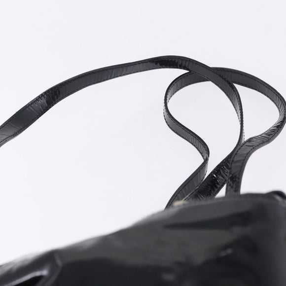 PRADA Backpack Patent Leather Black Silver Auth bs36857