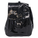 PRADA Backpack Patent Leather Black Silver Auth bs36857-2
