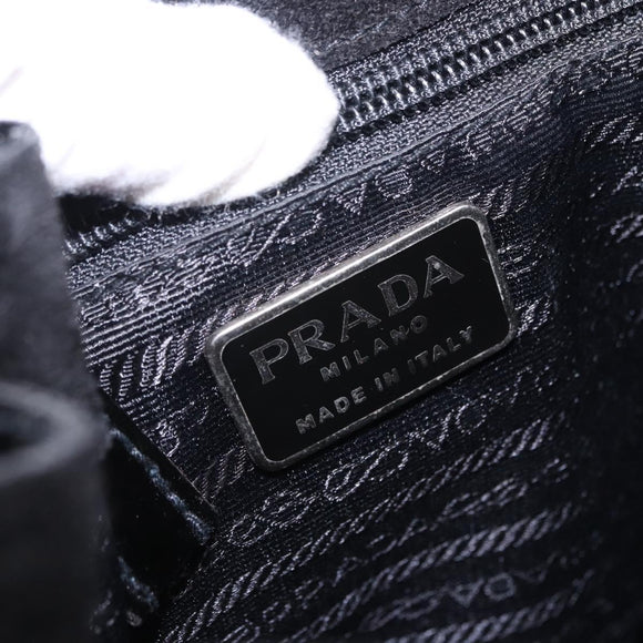 PRADA Backpack Patent Leather Black Silver Auth bs36857
