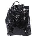 PRADA Backpack Patent Leather Black Silver Auth bs36857-3