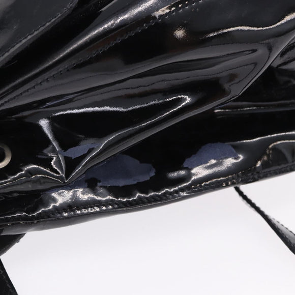 PRADA Backpack Patent Leather Black Silver Auth bs36857