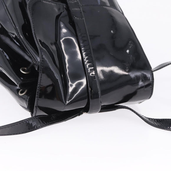 PRADA Backpack Patent Leather Black Silver Auth bs36857