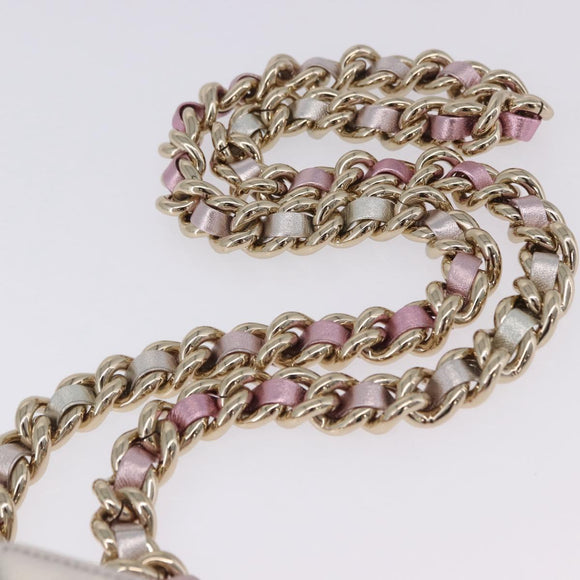 CHANEL Matelasse Chain Shoulder Pouch Lamb Skin Gold Silver CC Auth bs36858SAM