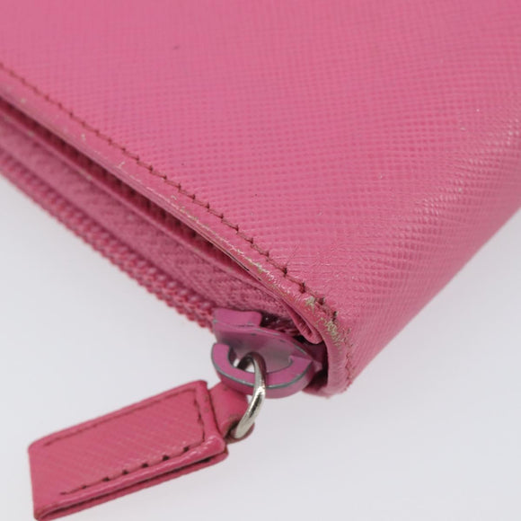 PRADA Bifold Wallet Safiano Leather Pink Silver Auth bs36862