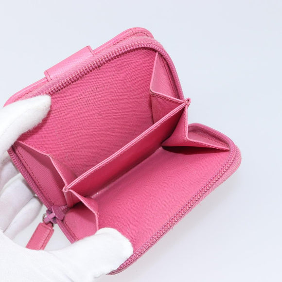 PRADA Bifold Wallet Safiano Leather Pink Silver Auth bs36862