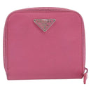 PRADA Bifold Wallet Safiano Leather Pink Silver Auth bs36862-2