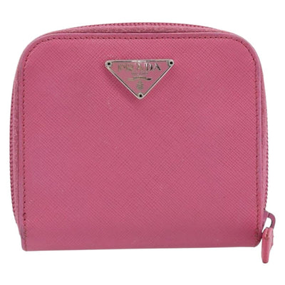PRADA Bifold Wallet Safiano Leather Pink Silver Auth bs36862 - 0