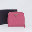 PRADA Bifold Wallet Safiano Leather Pink Silver Auth bs36862-24