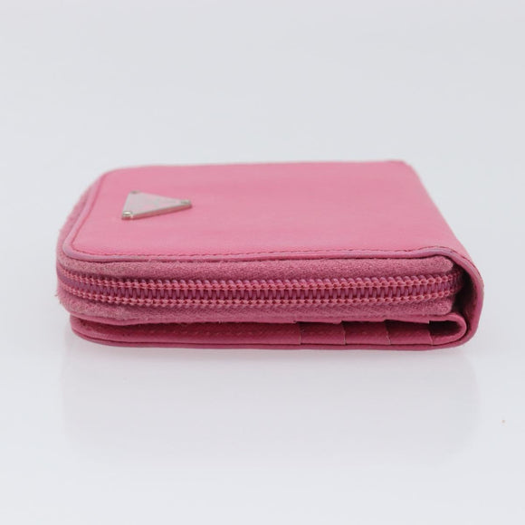 PRADA Bifold Wallet Safiano Leather Pink Silver Auth bs36862