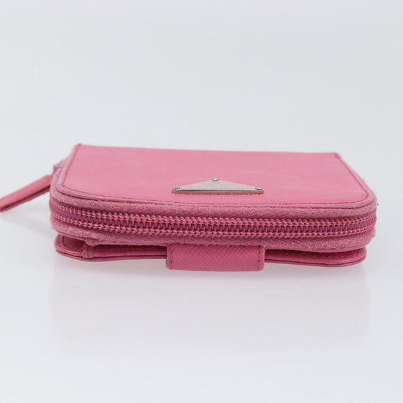 PRADA Bifold Wallet Safiano Leather Pink Silver Auth bs36862