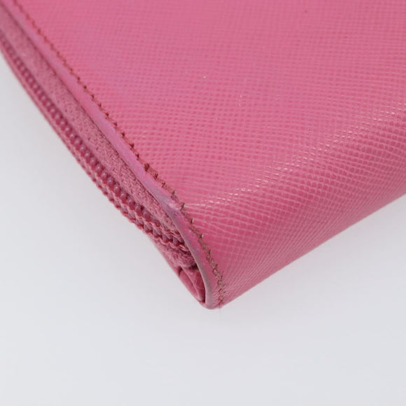 PRADA Bifold Wallet Safiano Leather Pink Silver Auth bs36862