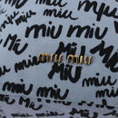 Miu Miu Drawstring Pouch Canvas Light Blue Gold Auth bs36863V-8
