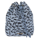 Miu Miu Drawstring Pouch Canvas Light Blue Gold Auth bs36863V-13