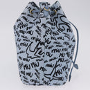 Miu Miu Drawstring Pouch Canvas Light Blue Gold Auth bs36863V-4