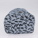 Miu Miu Drawstring Pouch Canvas Light Blue Gold Auth bs36863V-6