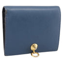 FENDI Bifold Wallet Leather Blue Gold Auth bs36865-1