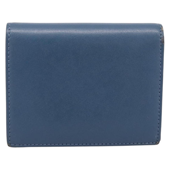 FENDI Bifold Wallet Leather Blue Gold Auth bs36865