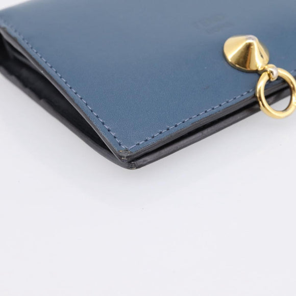 FENDI Bifold Wallet Leather Blue Gold Auth bs36865