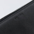 PRADA Long Wallet Safiano Leather Black Silver Auth bs36866-17