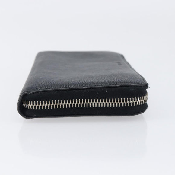 PRADA Long Wallet Safiano Leather Black Silver Auth bs36866