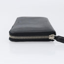 PRADA Long Wallet Safiano Leather Black Silver Auth bs36866-4