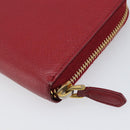 PRADA Long Wallet Safiano Leather Red Gold Auth bs36867-15