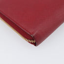 PRADA Long Wallet Safiano Leather Red Gold Auth bs36867-16