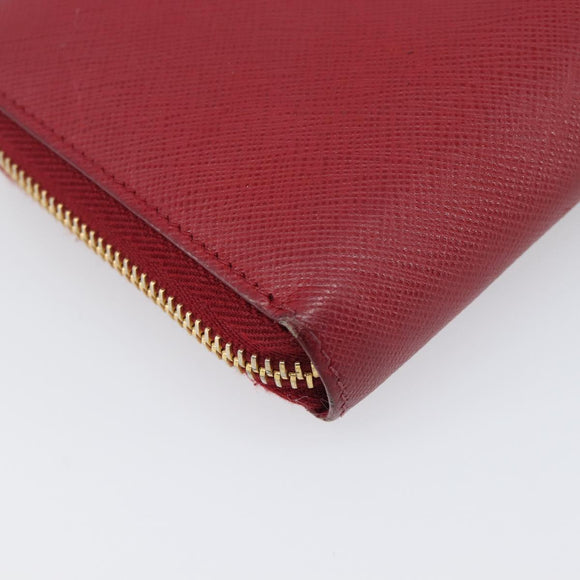 PRADA Long Wallet Safiano Leather Red Gold Auth bs36867