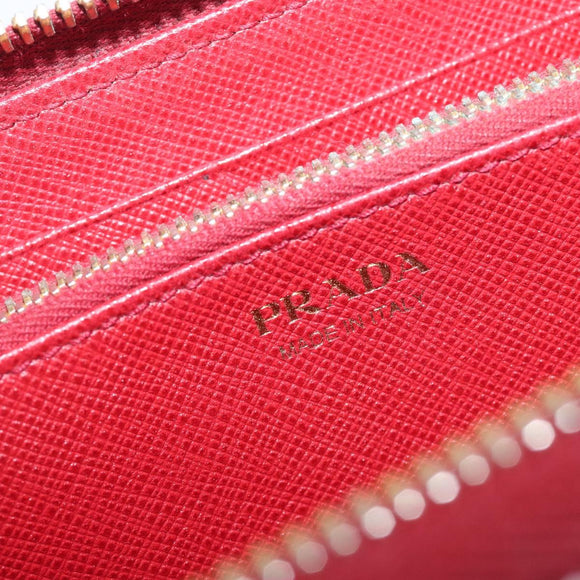 PRADA Long Wallet Safiano Leather Red Gold Auth bs36867